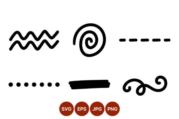 Black Line Art Waves Spiral Dots Dashes Graphics