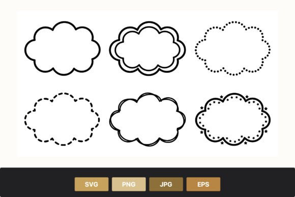 Black Outline Cloud Shapes: Graphics & Illustrations for Sellers