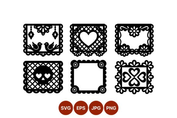 Black Silhouette Hearts Skull Birds Graphics & Illustrations