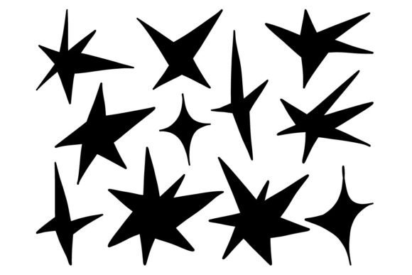 Black Starburst Shape Silhouette SetArt: Graphics & Illustrations