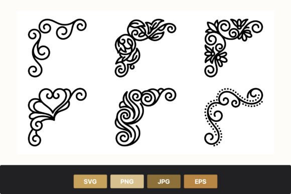 Black Swirl Corner Ornaments Simple