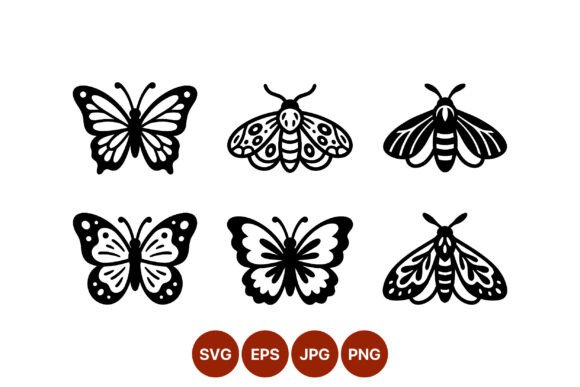 Black White Butterfly Moth Vector Graphics & Illustrations