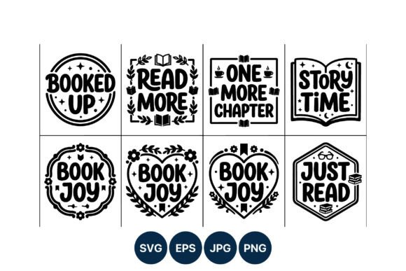 Book Joy Reading Quotes Vector Set: Graphics & Illustrations