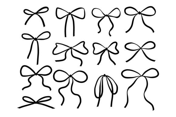 Bow Ribbon SVG Bundle Doodle Line Art