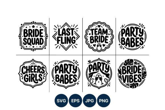 Bride Squad Hand Lettering Wedding Party Graphics