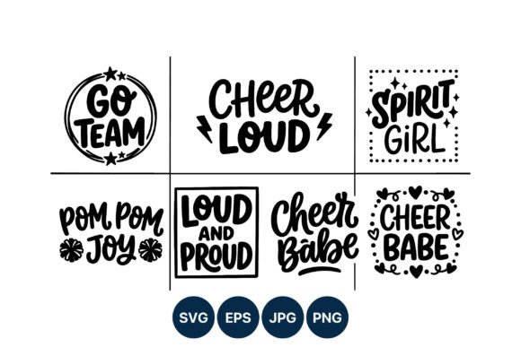 Cheer Phrases Hand Lettering Vector Art: Graphics & Illustrations for Crafters