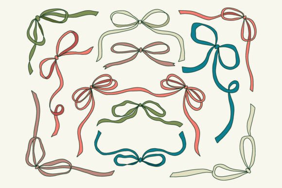 Colorful Ribbon Bow Vector Set: Cute Art Graphics & Illustrations