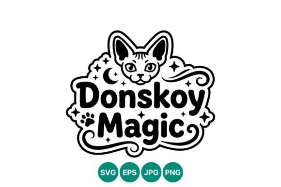 Donskoy Magic Cat Line Art: Graphics & Illustrations