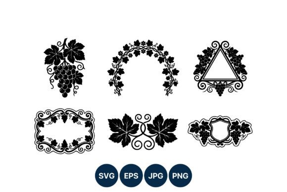 Grapevine Ornaments Black White Vector: Editorial Graphics & Illustrations