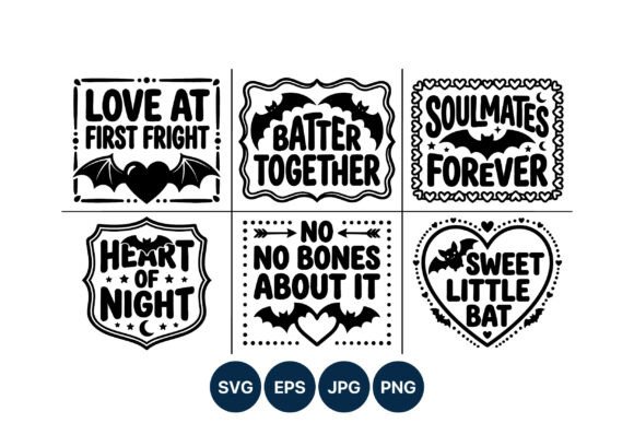 Halloween Bat Phrases Vector Art: Graphics & Illustrations