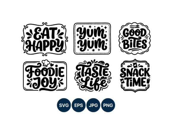 Handwritten Food Phrases Set: Graphics & Illustrations for Crafters