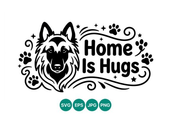 Home is Hugs Dog Face Vector Art: Graphics & Illustrations