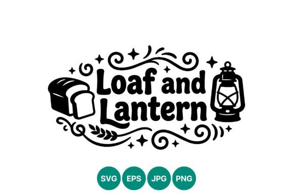 Loaf and Lantern Black White Art: Graphics & Illustrations