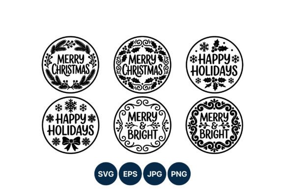 Merry Christmas & Happy Holidays Round Graphics