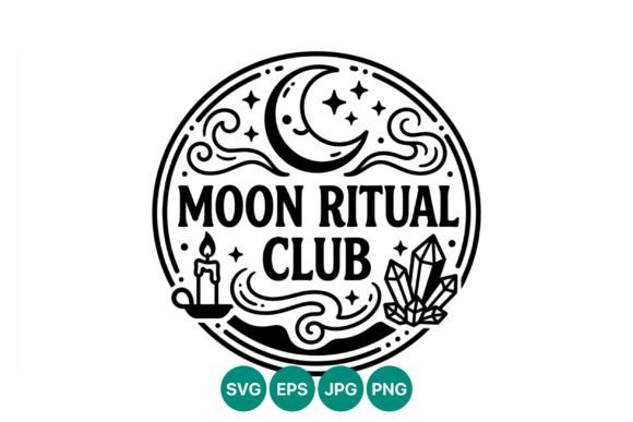 Moon Ritual Club Circle Vector Art: Graphics & Illustrations