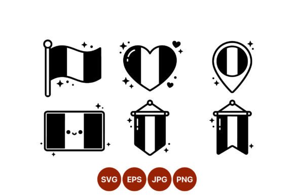 Nigerian Flag Black White Icons