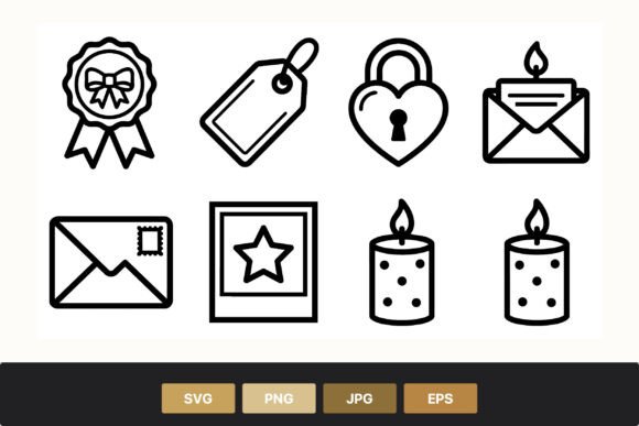 Ribbon Tag Lock Candle Vector Icons: Graphics & Illustrations