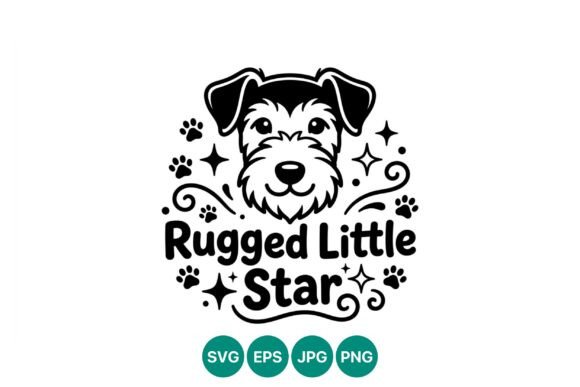 Rugged Little Star Dog Face Vector: Graphics & Illustrations