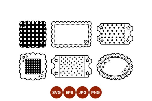 Scalloped Dotted Black and White Label Graphics