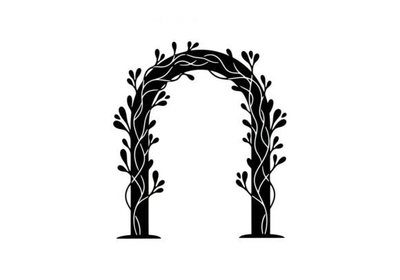 Silhouette Archway Vines and Leaves: Editorial Graphics & Illustrations
