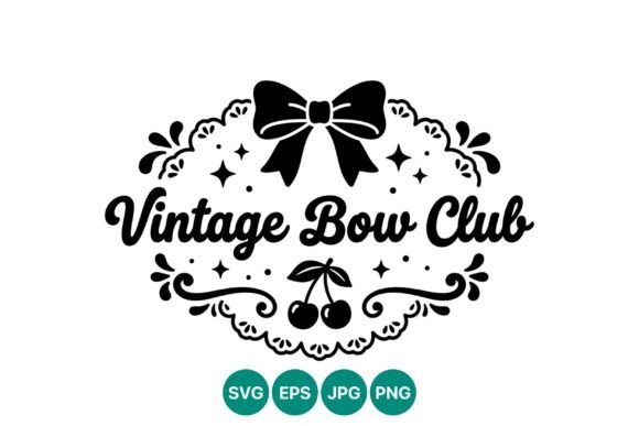 Vintage Bow Club Black and White Vector Graphics & Illustrations
