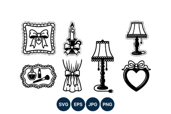 Vintage Candle Lamp Curtain Tray Vector