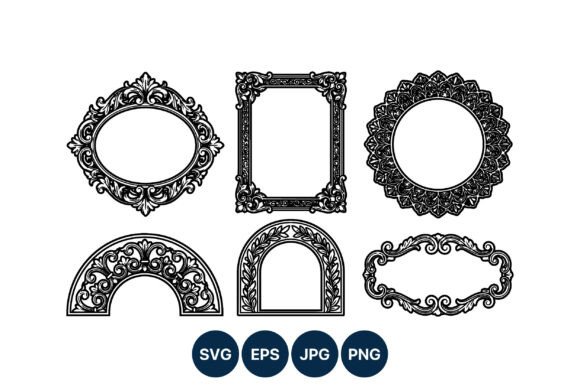 Vintage Ornate Black White Frames: Graphics & Illustrations