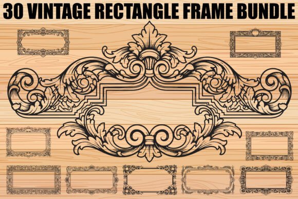 Vintage Rectangle Frame SVG Bundle: Graphics & Illustrations