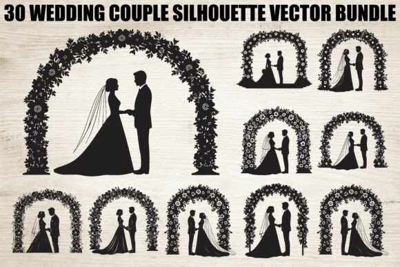Wedding Couple Silhouette Bundle: Graphics & Illustrations