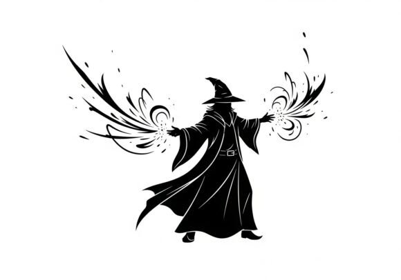 Wizard Casting Magic Graphics & Illustrations